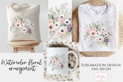 Watercolor floral arrangement PNG for sublimation Product Image 2