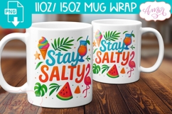 Stay salty mug wrap PNG sublimation, Summer beach mug wrap Product Image 1