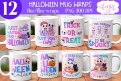 BUNDLE Halloween Mug Wrap PNG, Cute Halloween Mug Template Product Image 1