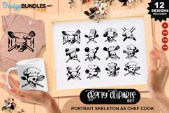 Portrait Skeleton As Chef Cook Clipart Set Product Image 1