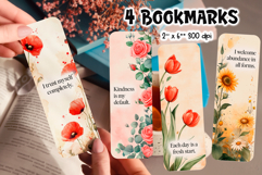 Positive Affirmations Bookmark | Floral Motivational Quote Product Image 1