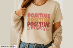 Positive vibes t shirt design retro typography for apparel Product Image 3