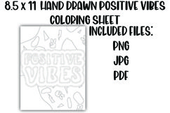 Positive Vibes Retro Groovy Doodle Coloring Sheet Product Image 1