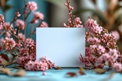 Post card Mockup with vase &amp; dried Flowers on wooden table Product Image 2