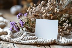 Post card Mockup with vase &amp; dried Flowers on wooden table Product Image 2