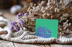 Post card Mockup with vase &amp; dried Flowers on wooden table Product Image 1