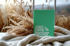Post card Mockup with vase &amp; dried Flowers on cloth Product Image 1