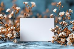 Post card Mockup with dried Flowers on wooden table Product Image 2