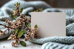 Post card Mockup with dried Flowers on The Cloth Product Image 2