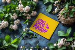 Post Card Mockup with green leaves &amp; Flowers Product Image 1