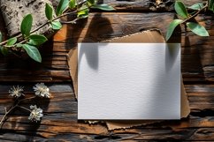 Post card mockup Flatlay with dried Flowers on rustic wooden Product Image 2