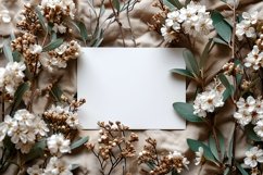 Post card Mockup with dried Flowers on The Cloth Product Image 2
