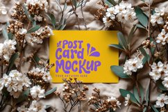 Post card Mockup with dried Flowers on The Cloth Product Image 1