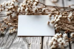 Paper Dried Flowers Card Mockup on the wooden table Product Image 2