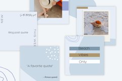 Individual post mockups for Instagram Canva template featuring a blue beachy theme