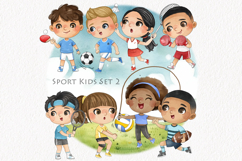 Sport Kids set 2, Kids Sport clipart Product Image 1