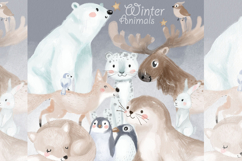 Winter animals clipart, winter clipart, instant download PNG Product Image 1