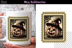 Vintage Halloween Pumpkin | Postage Stamp Fall Coffee Mug Product Image 1