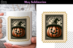 Vintage Halloween Pumpkin | Postage Stamp Fall Coffee Mug Product Image 1