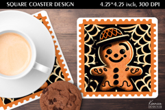 Vintage Postage Stamp Fall Halloween Square Coaster Product Image 1