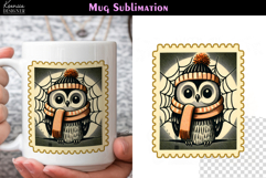 Vintage Halloween Owl| Postage Stamp Fall Coffee Mug Product Image 1