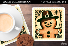 Vintage Postage Stamp Fall Halloween Square Coaster Product Image 1