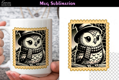 Vintage Halloween Owl| Postage Stamp Fall Coffee Mug Product Image 1