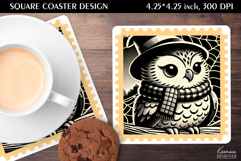 Vintage Postage Stamp Fall Halloween Square Coaster Product Image 1