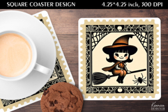 Vintage Postage Stamp Fall Halloween Square Coaster Product Image 1