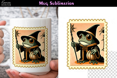 Vintage Halloween Frog | Postage Stamp Fall Coffee Mug Product Image 1