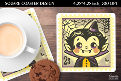 Vintage Postage Stamp Fall Halloween Square Coaster Product Image 1