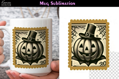 Vintage Halloween Pumpkin | Postage Stamp Fall Coffee Mug Product Image 1
