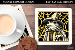 Vintage Postage Stamp Fall Halloween Square Coaster Product Image 1