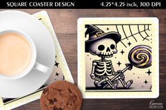 Vintage Postage Stamp Fall Halloween Square Coaster Product Image 1