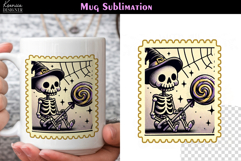 Vintage Halloween Skeleton | Postage Stamp Fall Coffee Mug Product Image 1