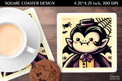 Vintage Postage Stamp Fall Halloween Square Coaster Product Image 1