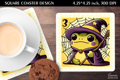 Vintage Postage Stamp Fall Halloween Square Coaster Product Image 1