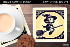 Vintage Postage Stamp Fall Halloween Square Coaster Product Image 1