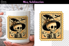 Vintage Halloween Skeleton | Postage Stamp Fall Coffee Mug Product Image 1
