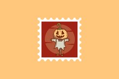 Postage stamp halloween with character design art Product Image 2
