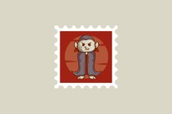 Postage stamp halloween with character design cartoon Product Image 1