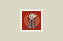 Postage stamp halloween with character design cartoon Product Image 2