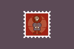 Postage stamp halloween with character design illustration Product Image 1