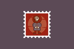 Postage stamp halloween with character design illustration Product Image 2