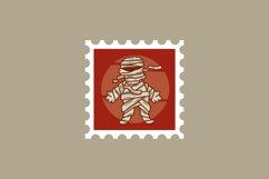 Postage stamp halloween with character design vector Product Image 2