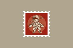 Postage stamp halloween with character design vector Product Image 1