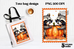 Cute Halloween raccoon clipart PNG | Halloween postage stamp Product Image 1