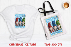Cute Christmas gnome clipart PNG | Christmas postage stamp Product Image 1