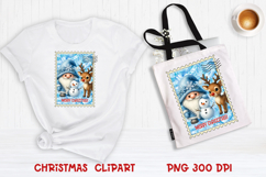 Cute Christmas gnome clipart PNG | Christmas postage stamp Product Image 1