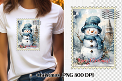 Cute Christmas snowman clipart PNG | Christmas postage stamp Product Image 1